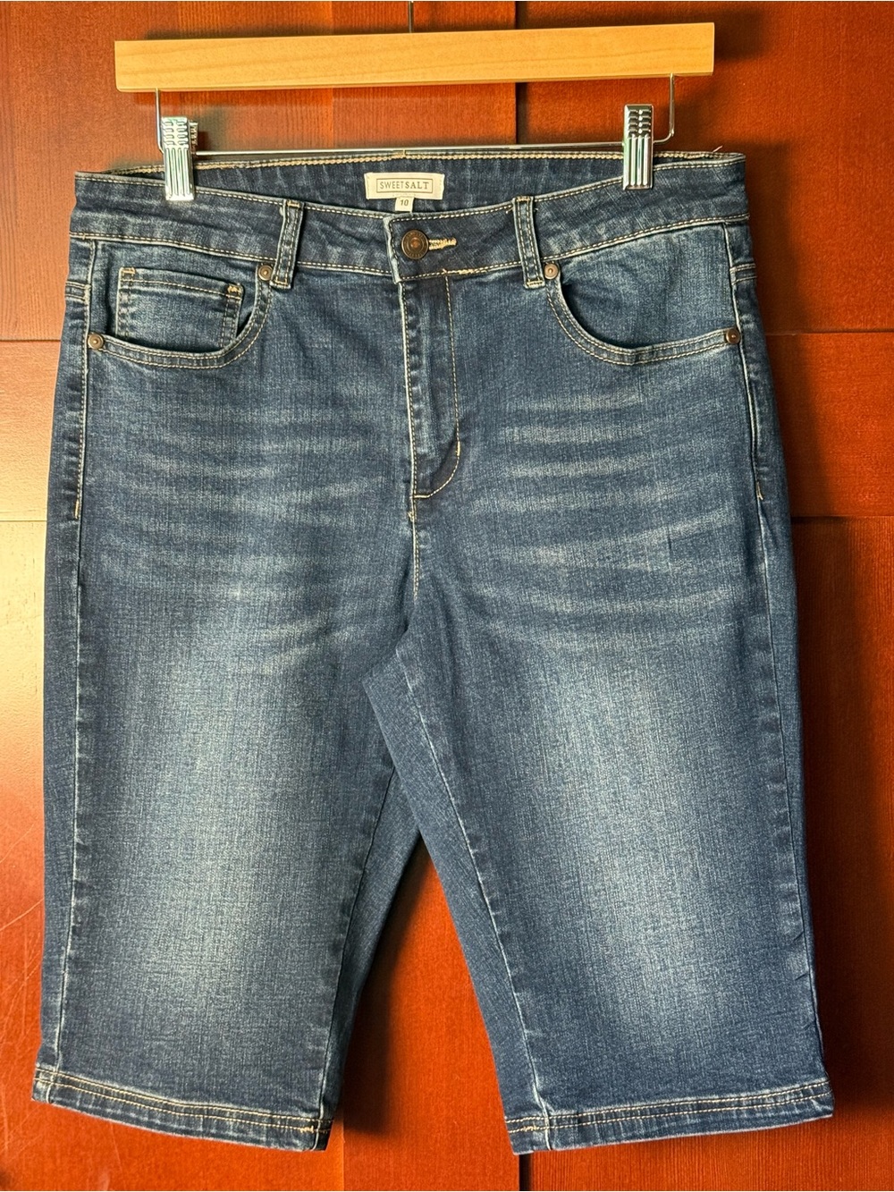 SweetSalt Dark Wash Denim Skimmer Knee Length Shorts Size 10